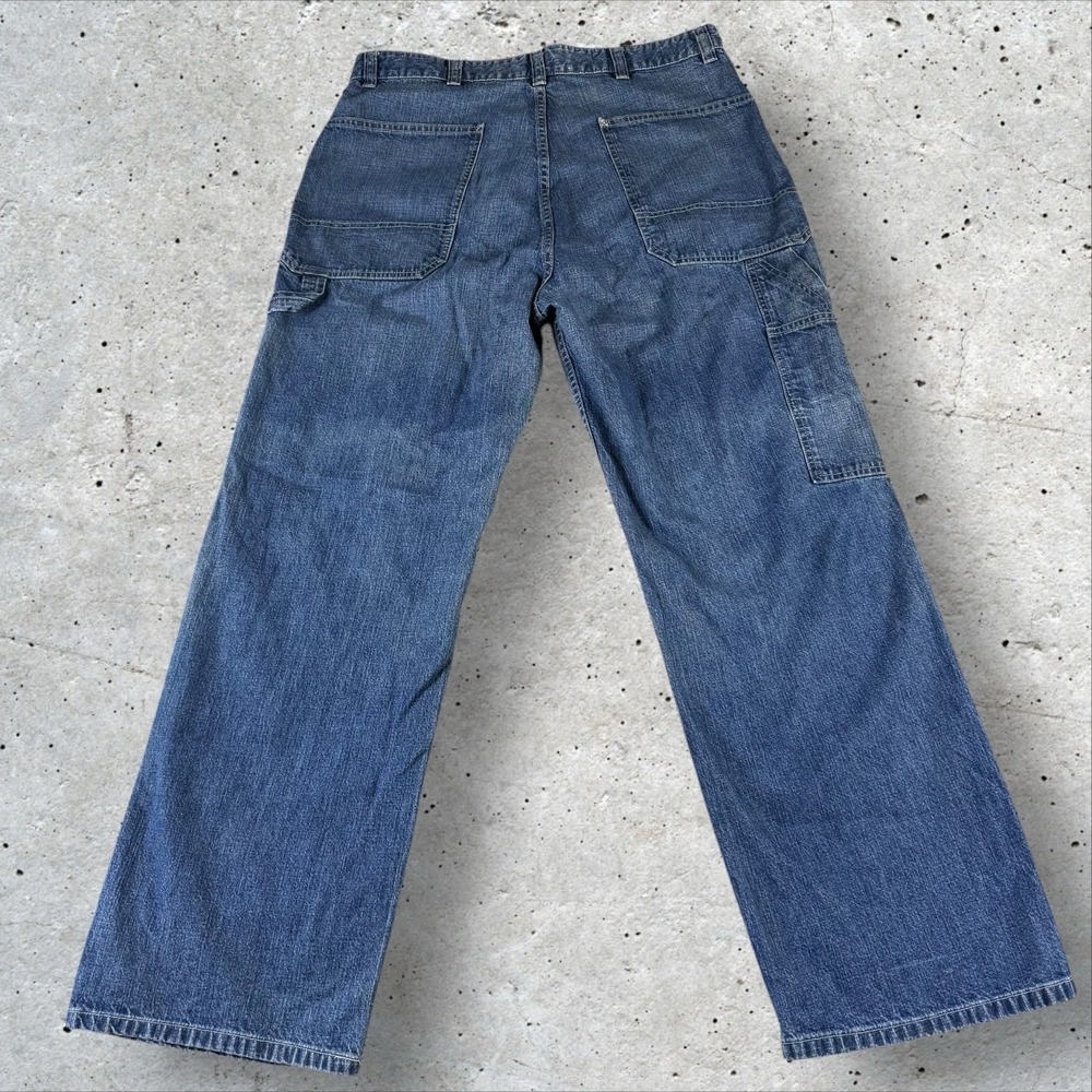 Vintage Polo Ralph Lauren Denim Fatigue Pants Blue Jeans 36x32 Dungarees 90s - Picture 5 of 7